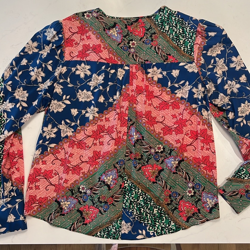 Veronica Beard Patchwork Multi Colored Silk Blous… - image 7